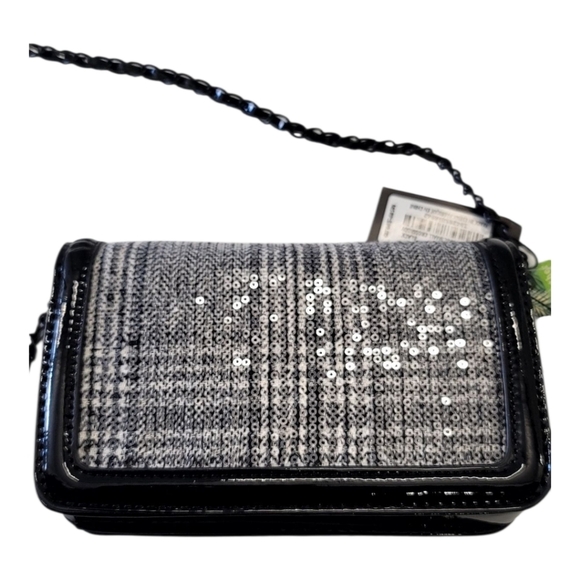 Badgley Mischka Grey Plaid Sequin WOOL Cross Body Purse NWT - Picture 9 of 12